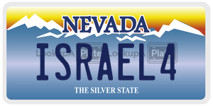 ISRAEL4 license plate in Nevada