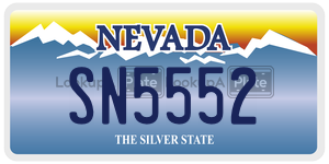 SN5552 license plate in Nevada
