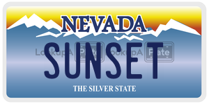 SUNSET license plate in Nevada