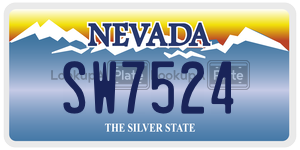 SW7524 license plate in Nevada