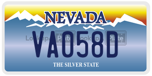 VA058D  license plate in NV
