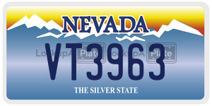 VT3963 license plate in Nevada