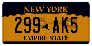 299AK5  license plate in NY
