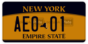 AE001 license plate in New York