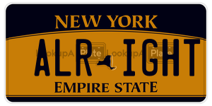 ALRIGHT  license plate in NY