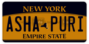 ASHAPURI  license plate in NY