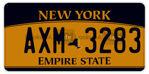 AXM3283  license plate in NY