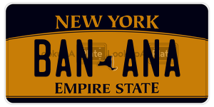 BANANA  license plate in NY