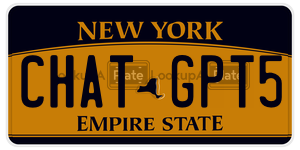 CHATGPT5  license plate in NY