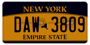 DAW3809 license plate in New York