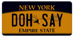 DOHSAY license plate in New York