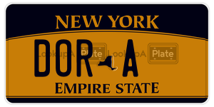DORA license plate in New York