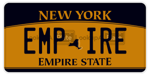 EMPIRE  license plate in NY