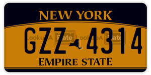 GZZ4314  license plate in NY