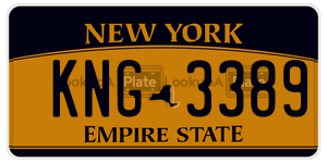 KNG3389  license plate in NY