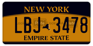 LBJ3478  license plate in NY