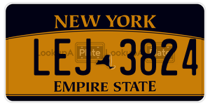 LEJ3824  license plate in NY