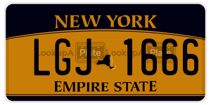 LGJ1666  license plate in NY