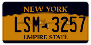 LSM3257  license plate in NY