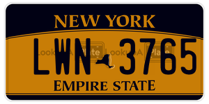 LWN3765  license plate in NY