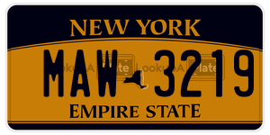 MAW3219  license plate in NY