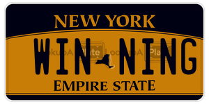 WINNING license plate in New York