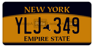 YLJ349  license plate in NY