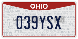 039YSX license plate in Ohio