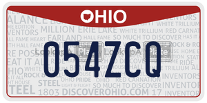 054ZCQ  license plate in OH