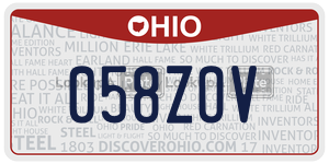 058ZOV  license plate in OH
