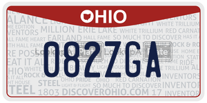 082ZGA  license plate in OH