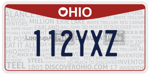 112YXZ  license plate in OH