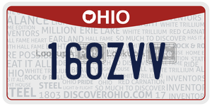 168ZVV  license plate in OH