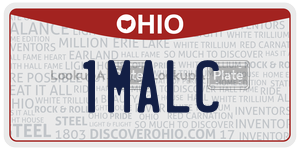1MALC  license plate in OH