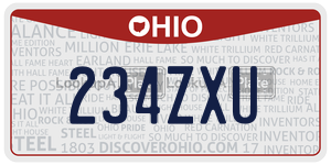 234ZXU  license plate in OH