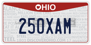 250XAM license plate in Ohio