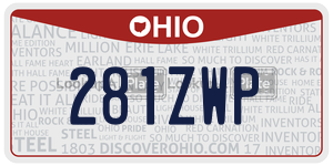 281ZWP license plate in Ohio
