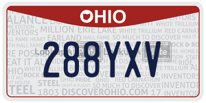288YXV license plate in Ohio