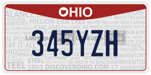 345YZH  license plate in OH