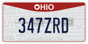 347ZRD  license plate in OH