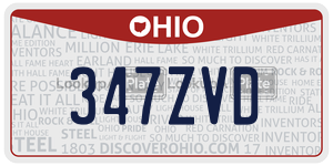 347ZVD  license plate in OH