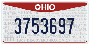 3753697  license plate in OH