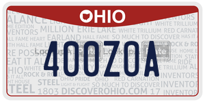 400ZOA  license plate in OH