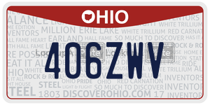 406ZWV  license plate in OH