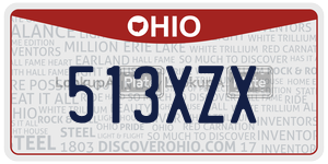 513XZX  license plate in OH