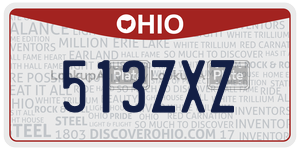 513ZXZ  license plate in OH