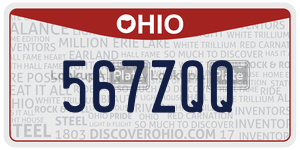 567ZQQ  license plate in OH