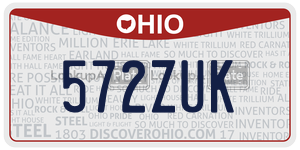572ZUK  license plate in OH