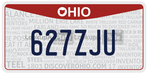 627ZJU license plate in Ohio