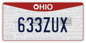 633ZUX license plate in Ohio